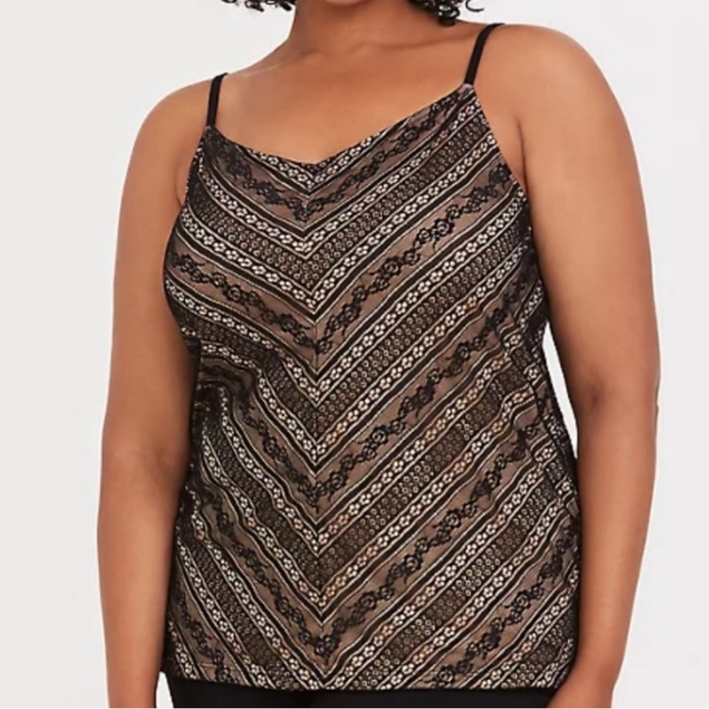 Torrid Black Lace Beige Lined Camisole Tank Top Size 4X